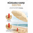 Düvenci Plaj Şemsiyesi + Kazık + Kılıf, Sabit Gölge Paketi - Yaza Özel