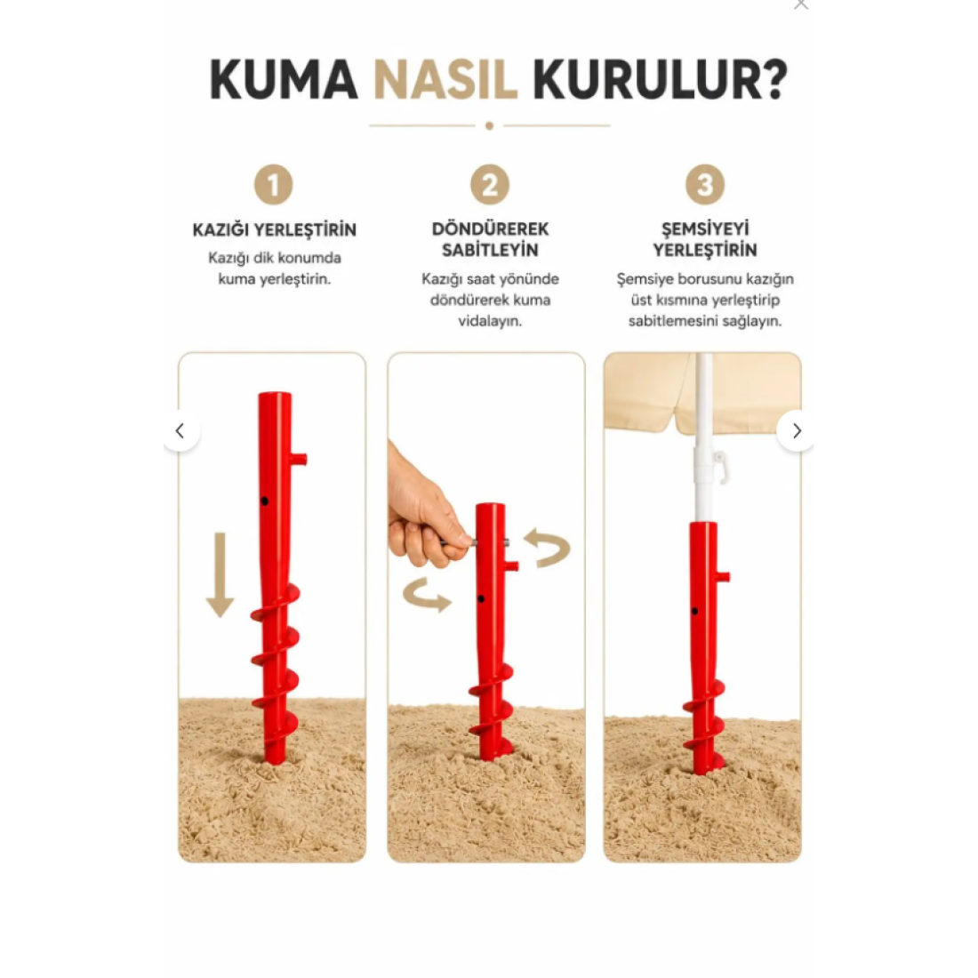 Düvenci Plaj Şemsiyesi + Kazık + Kılıf, Sabit Gölge Paketi - Yaza Özel