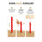 Düvenci Plaj Şemsiyesi + Kazık + Kılıf, Sabit Gölge Paketi - Yaza Özel