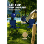 Walke 2 Li Katlanabilir Kamp Sandalyesi Piknik Sandalyesi Plaj Sandalyesi Mavi Taşıma Çantalı Lacivert - Yaza Özel