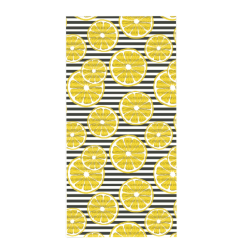 DOFİ Yetişkin Unisex 70x140cm Yaz Desenli Plaj Havlusu - Banyo Havlusu - Deniz Havlusu Lemon - Yaza Özel