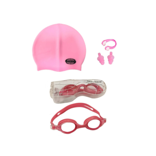 Avessa 3'lü Yetişkin Unisex Havuz Seti Yüzücü Deniz Gözlüğü Havuz Gözlüğü + Bone + Kulak Burun Tıkacı Pembe - Yaza Özel