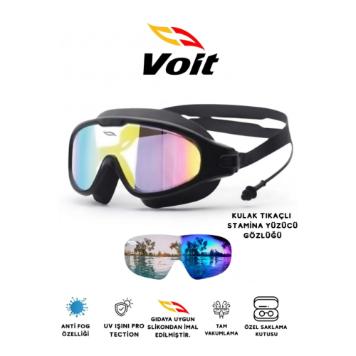 Voit Stamina Yüzücü Gözlüğü Aynalı-kulak Tıkaçlı Anti-fog Vakumlu Havuz Ve Deniz Gözlüğü - Yaza Özel