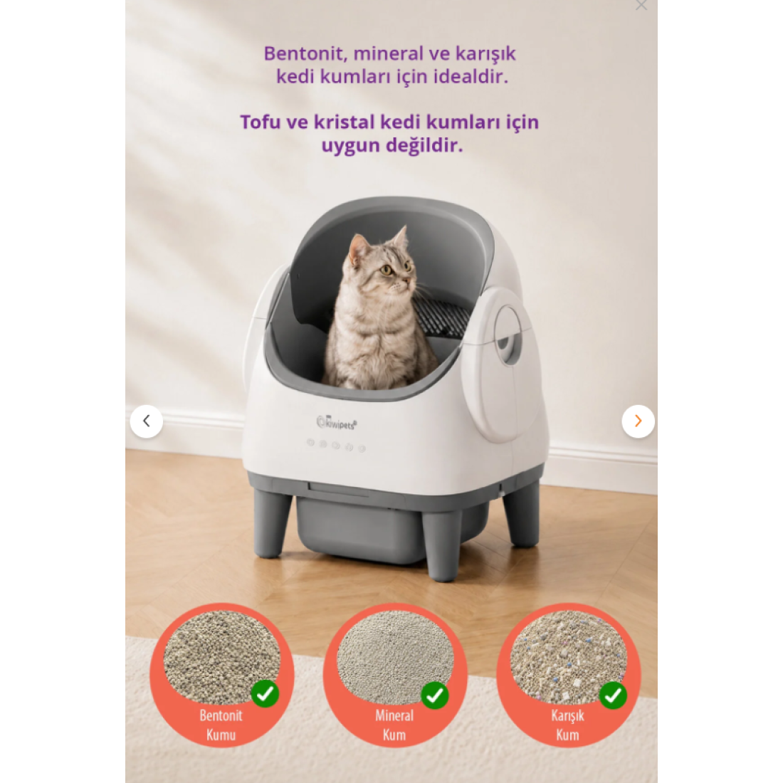 Tiny Kiwipets KPLB-10760 Akıllı Otomatik Kedi Tuvaleti | Wi-Fi Kontrollü & Koku Önleyici & Otomatik Temizleme