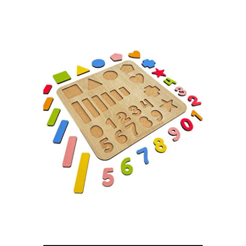 tollihy brinco Ahşap Montessori Okul Öncesi 23 Parça Eğitici Sayılar Ve Geometrik Şekiller Bultak Puzzle Seti