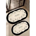 Decomia Home Dijital Kaymaz Yıkanabilir İkili Modern Banyo Paspası Banyo Halısı Banyo Dekor Maison (40x60+60x90 cm)