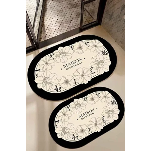 Decomia Home Dijital Kaymaz Yıkanabilir İkili Modern Banyo Paspası Banyo Halısı Banyo Dekor Maison (40x60+60x90 cm)