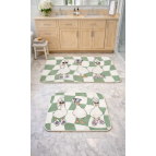 Pilloveland Kaymaz Taban Yıkanabilir 2’li Banyo Paspası - 60*100 cm - 50*60 cm - Ördekler