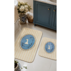 Pilloveland Kaymaz Taban Yıkanabilir 2’li Banyo Paspası - 60*100 cm - 50*60 cm - Kaz Banyosu