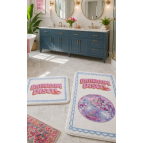 Pilloveland Kaymaz Taban Yıkanabilir 2’li Banyo Paspası - 60*100 cm - 50*60 cm - Bathroom Disco
