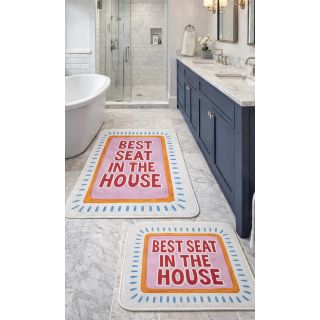 Pilloveland Kaymaz Taban Yıkanabilir 2’li Banyo Paspası - 60*100 cm - 50*60 cm - Best Seat
