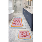 Pilloveland Kaymaz Taban Yıkanabilir 2’li Banyo Paspası - 60*100 cm - 50*60 cm - Best Seat