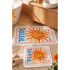 Pilloveland Kaymaz Taban Yıkanabilir 2’li Banyo Paspası - 60*100 cm - 50*60 cm - Soleil
