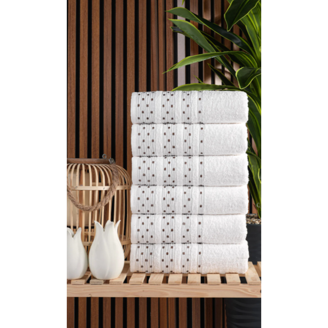 Güvenal White 6 Adet 50*90 Desenli Havlu | Havlu Havlu Seti | | El Yüz Havlusu | Çeyiz Havlusu