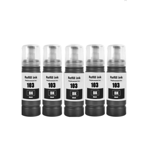 Epson 103 Ecotank L1110, L1210, L1250, L3110, L3111, L3150, L3151 Uyumlu 5 Renk Siyah muadil Mürekkep 70ml