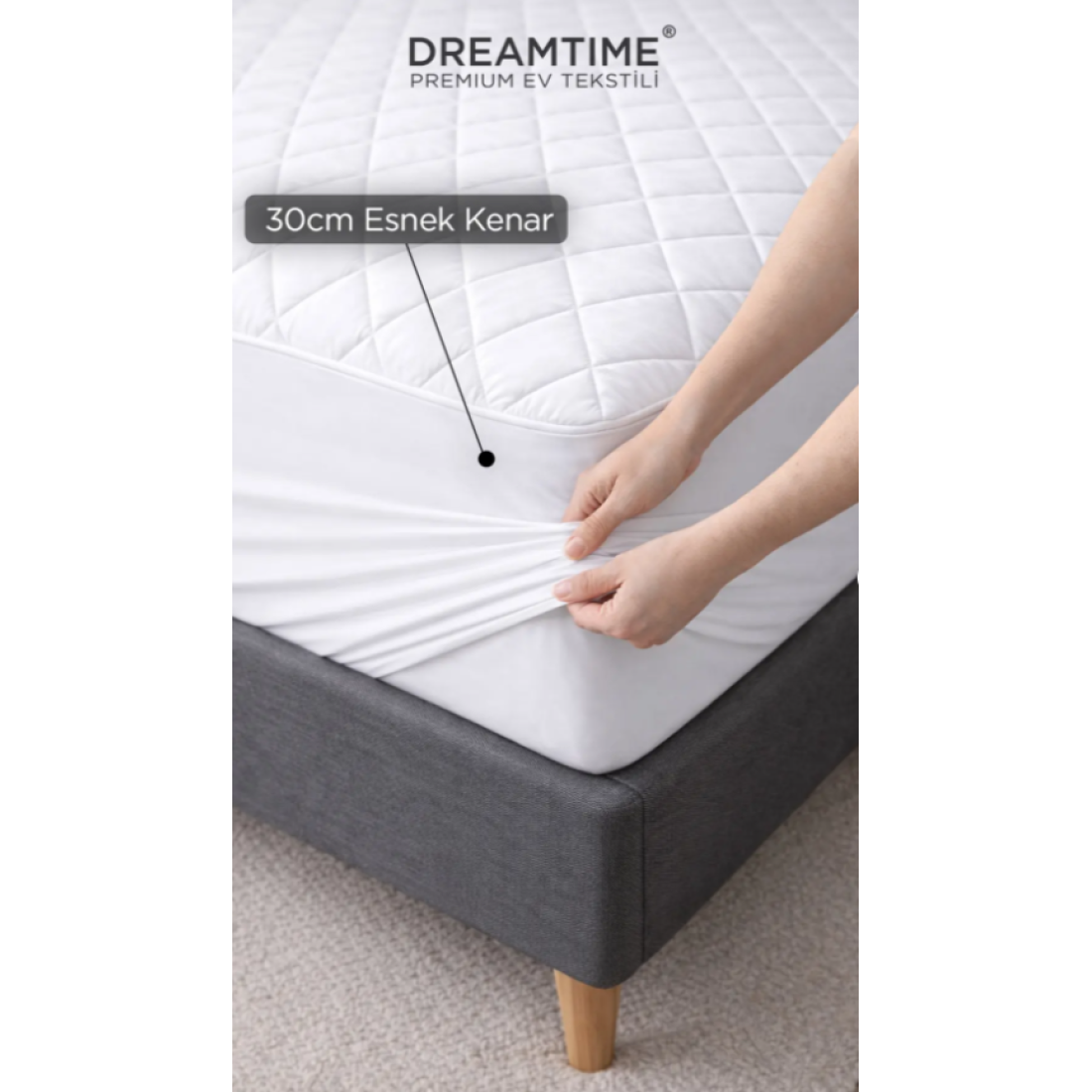 Dream Time Kapitone Fitted Su Sıvı Geçirmez Full Kenar Yatak Koruyucu Alez | Tek Çift Battal Bebek Çocuk 140*200 cm