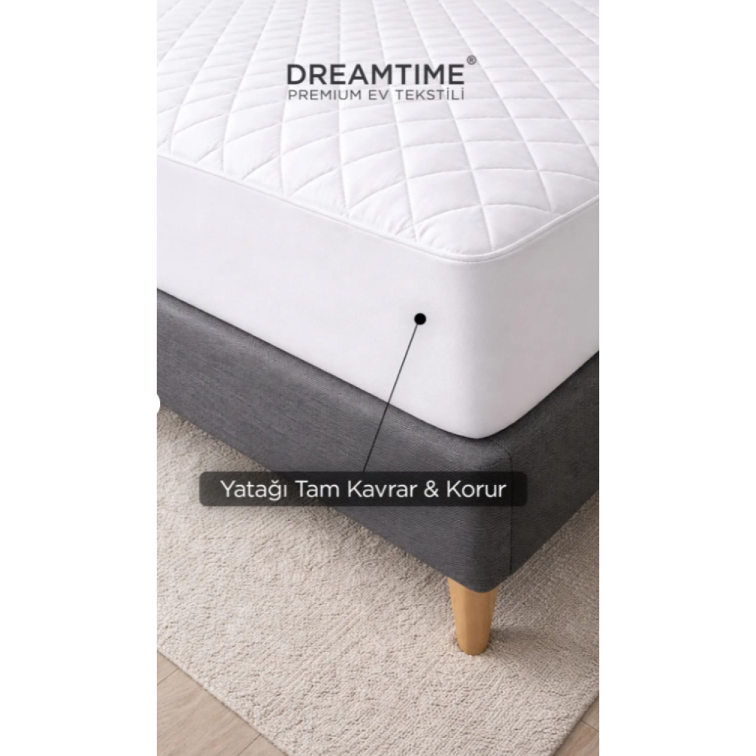 Dream Time Kapitone Fitted Su Sıvı Geçirmez Full Kenar Yatak Koruyucu Alez | Tek Çift Battal Bebek Çocuk 140*200 cm