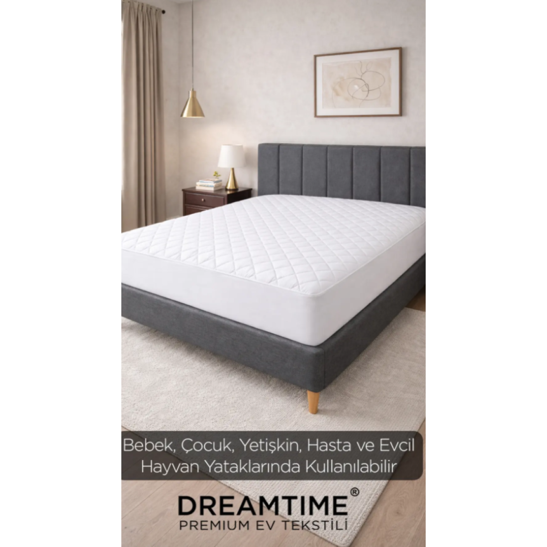 Dream Time Kapitone Fitted Su Sıvı Geçirmez Full Kenar Yatak Koruyucu Alez | Tek Çift Battal Bebek Çocuk 140*200 cm