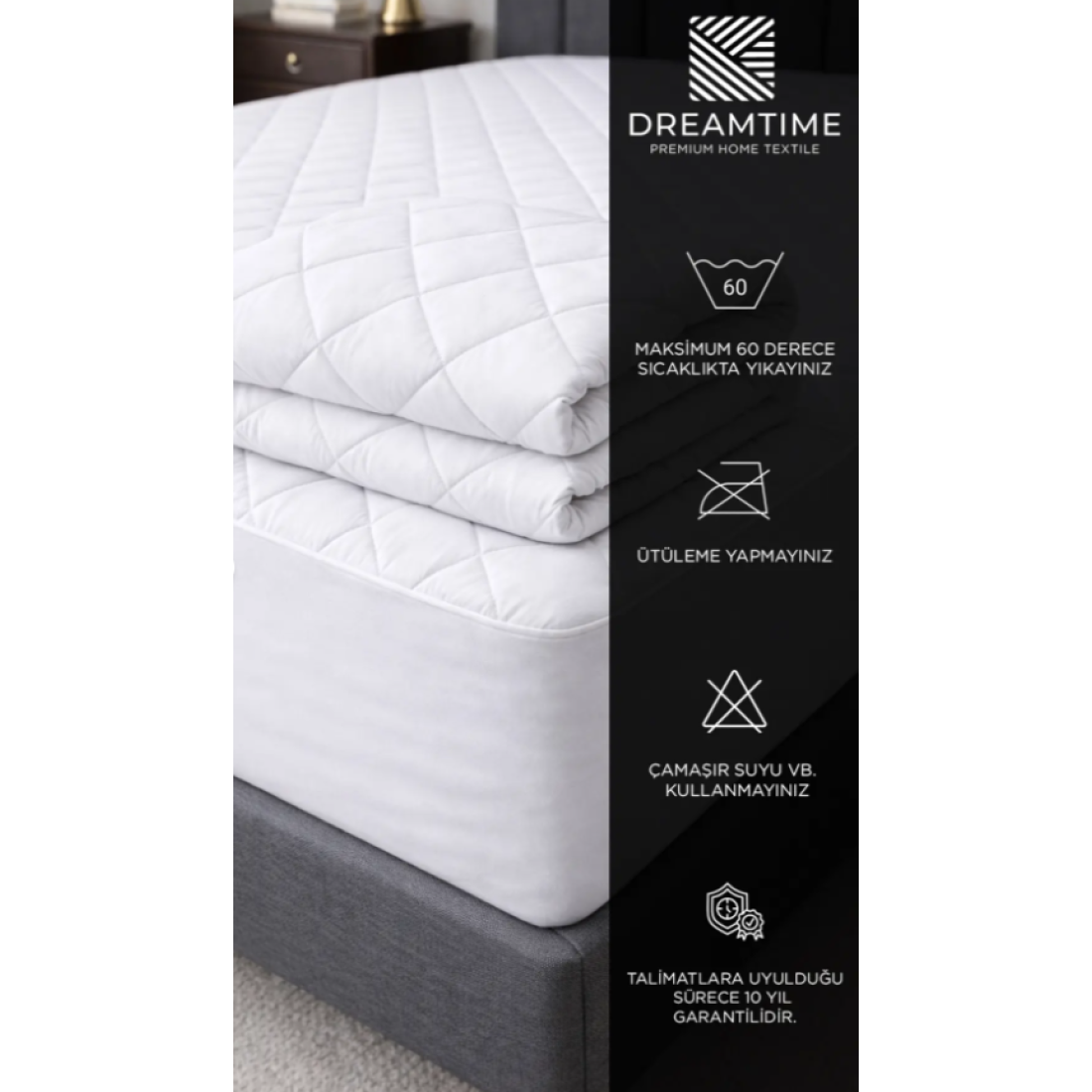 Dream Time Kapitone Fitted Su Sıvı Geçirmez Full Kenar Yatak Koruyucu Alez | Tek Çift Battal Bebek Çocuk 150*200 cm