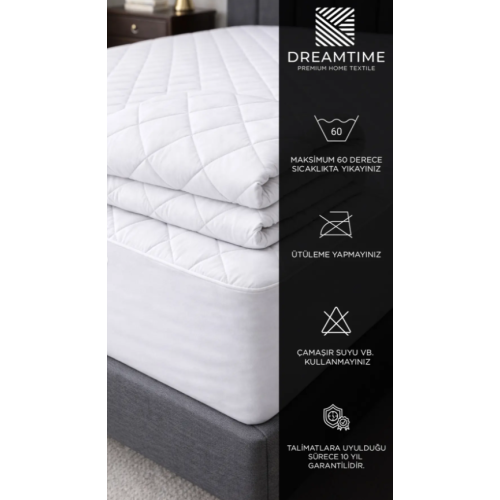 Dream Time Kapitone Fitted Su Sıvı Geçirmez Full Kenar Yatak Koruyucu Alez | Tek Çift Battal Bebek Çocuk 100*200 cm