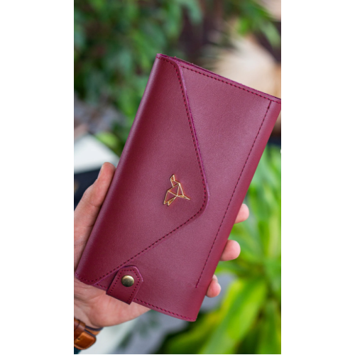 Garbalia Envelope Telefon Ve Bozuk Para Bölmeli Zarf Model Bordo Kadın Cüzdan