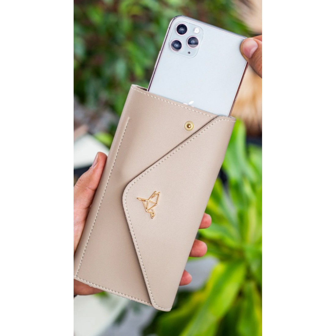 Garbalia Envelope Telefon Ve Bozuk Para Bölmeli Zarf Model Bej Kadın Cüzdan