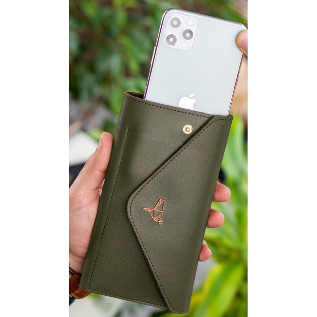 Garbalia Envelope Telefon Ve Bozuk Para Bölmeli Zarf Model Haki Yeşil Kadın Cüzdan