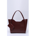 Shaka Bordo Shk108 Çıtçıtlı Suni Deri Cüzdanlı Makyaj Çantalı Kadın El ve Omuz Çantası