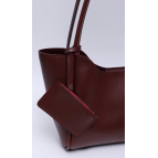 Shaka Bordo Shk108 Çıtçıtlı Suni Deri Cüzdanlı Makyaj Çantalı Kadın El ve Omuz Çantası