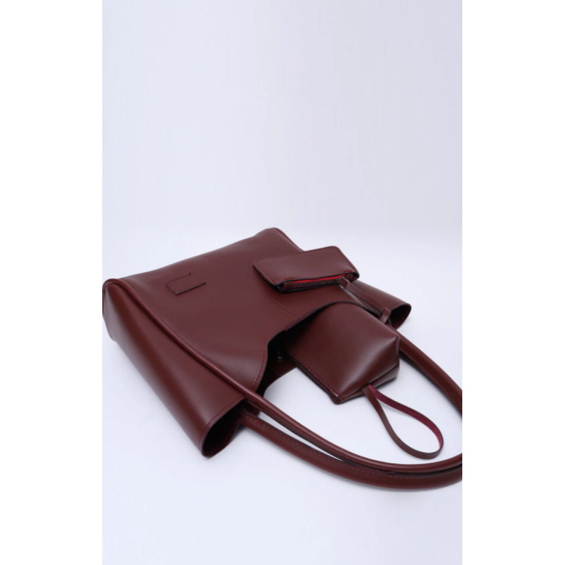 Shaka Bordo Shk108 Çıtçıtlı Suni Deri Cüzdanlı Makyaj Çantalı Kadın El ve Omuz Çantası