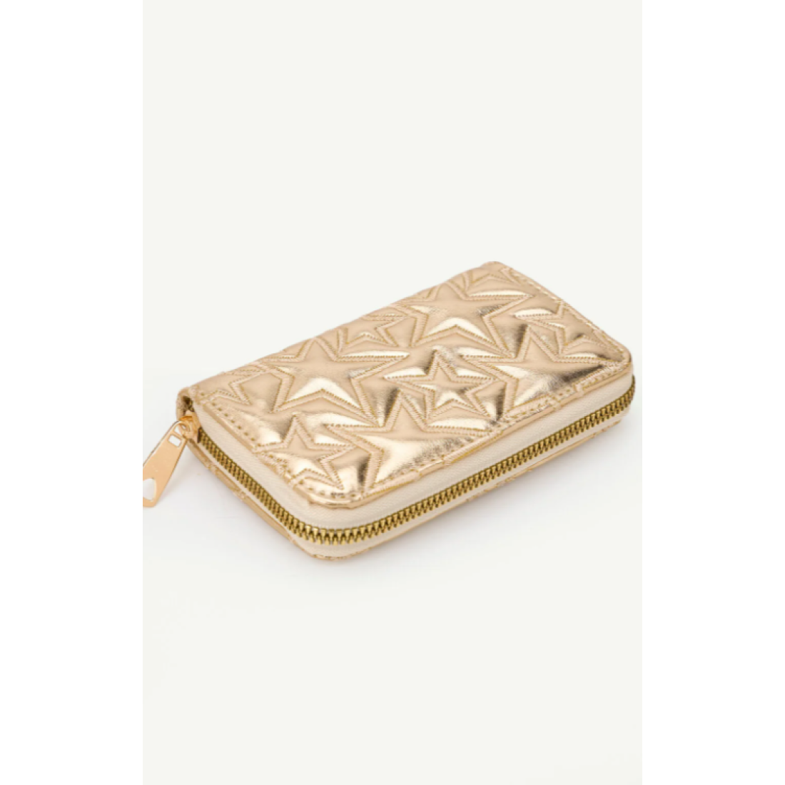 Shaka Gold SHK336 Yıldız Kabartmalı Fermuarlı Çok Bölmeli Kartlıklı Kadın Cüzdanı