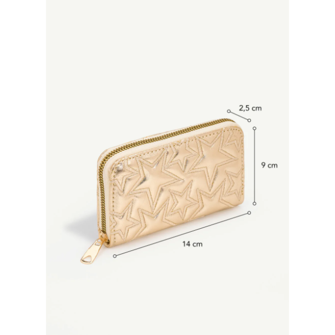 Shaka Gold SHK336 Yıldız Kabartmalı Fermuarlı Çok Bölmeli Kartlıklı Kadın Cüzdanı