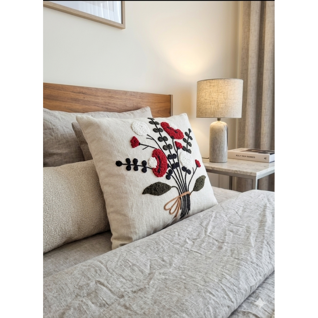 Enavm Punch Bohem Bordo Buket Yastık / Kırlent Kılıfı 43*43 cm - 1 adet