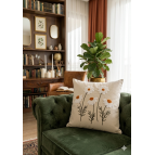 Enavm Punch Bohem Beyaz Papatyalar Yastık / Kırlent Kılıfı 43*43 cm - 1 adet