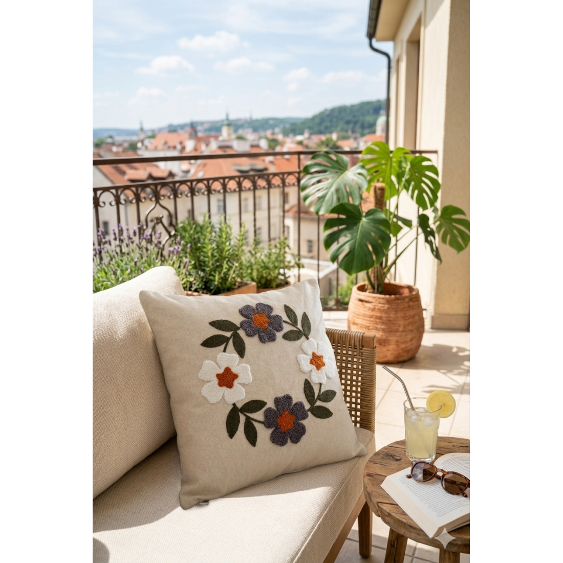 Enavm Punch Bohem Renkli Halka Yastık / Kırlent Kılıfı 43*43 cm - 1 adet