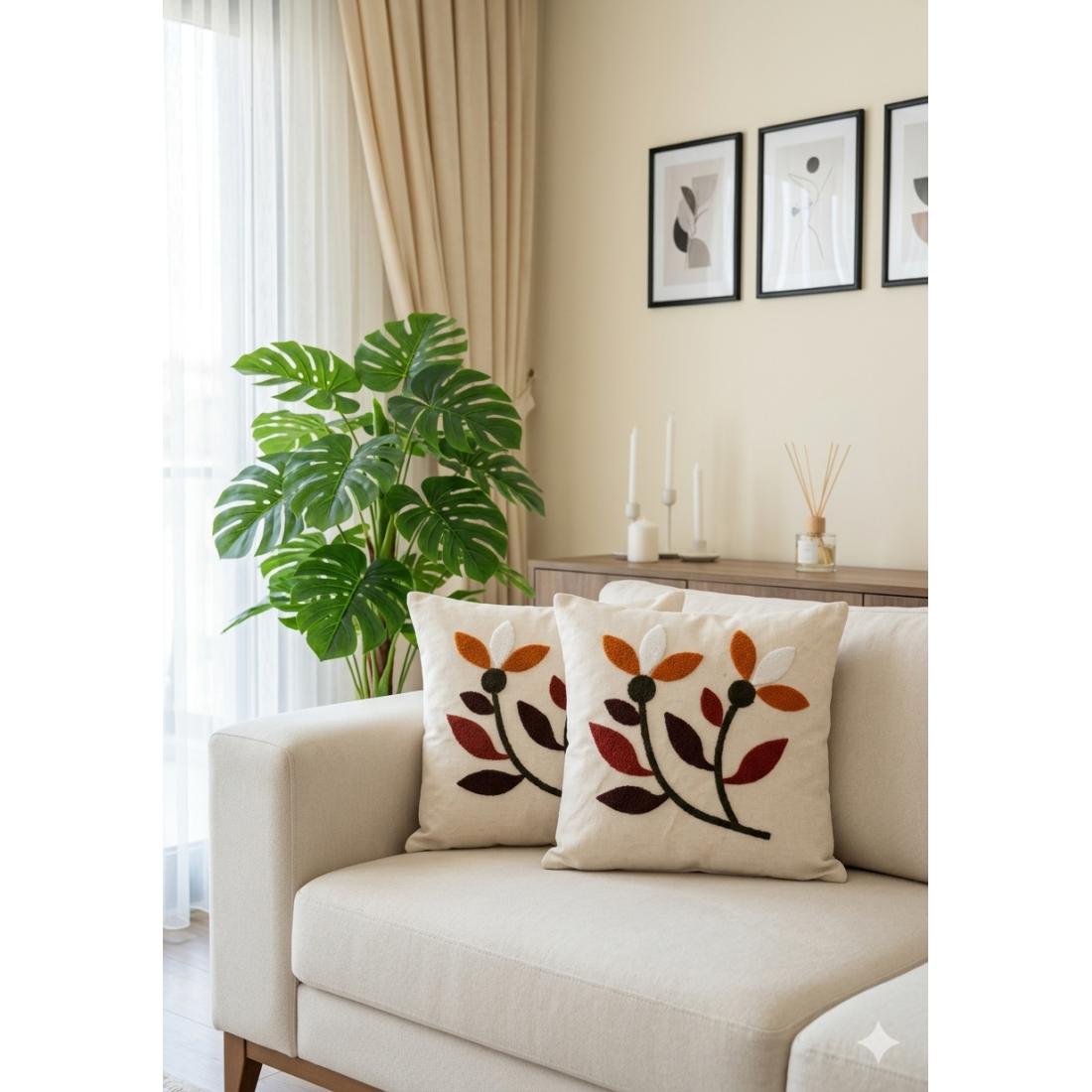 Enavm Punch Bohem Renkli Sarmaşık Yastık / Kırlent Kılıfı 43*43 cm - 2 adet