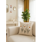 Enavm Punch Bohem Beyaz Papatyalar Yastık / Kırlent Kılıfı 43*43 cm - 1 adet