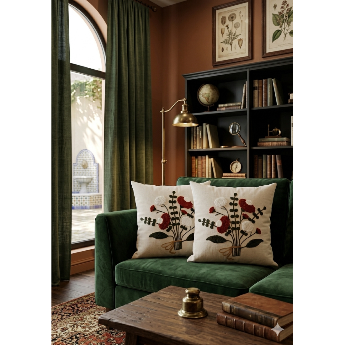 Enavm Punch Bohem Bordo Buket Yastık / Kırlent Kılıfı 43*43 cm - 2 adet
