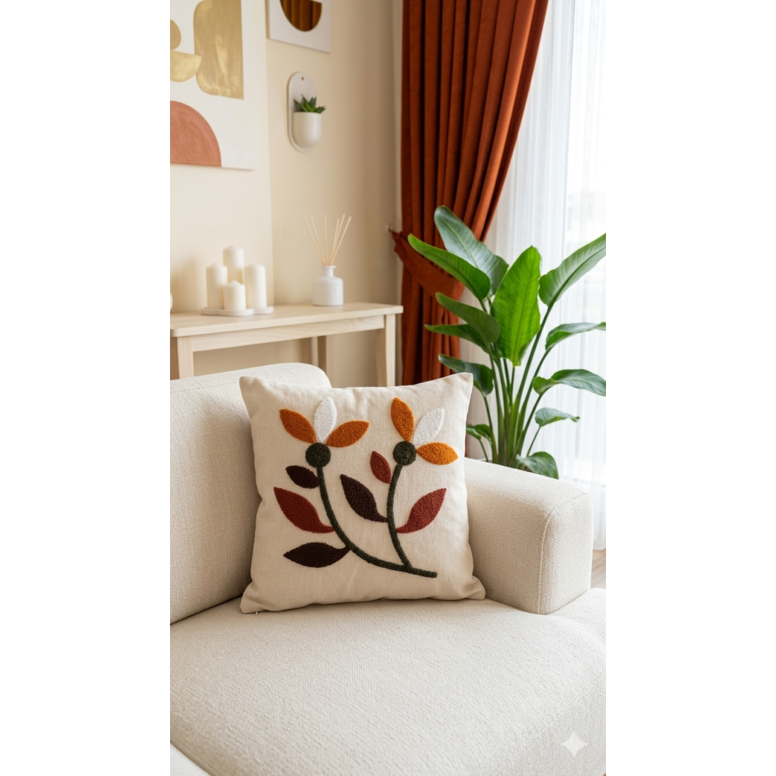 Enavm Punch Bohem Renkli Sarmaşık Yastık / Kırlent Kılıfı 43*43 cm - 1 adet