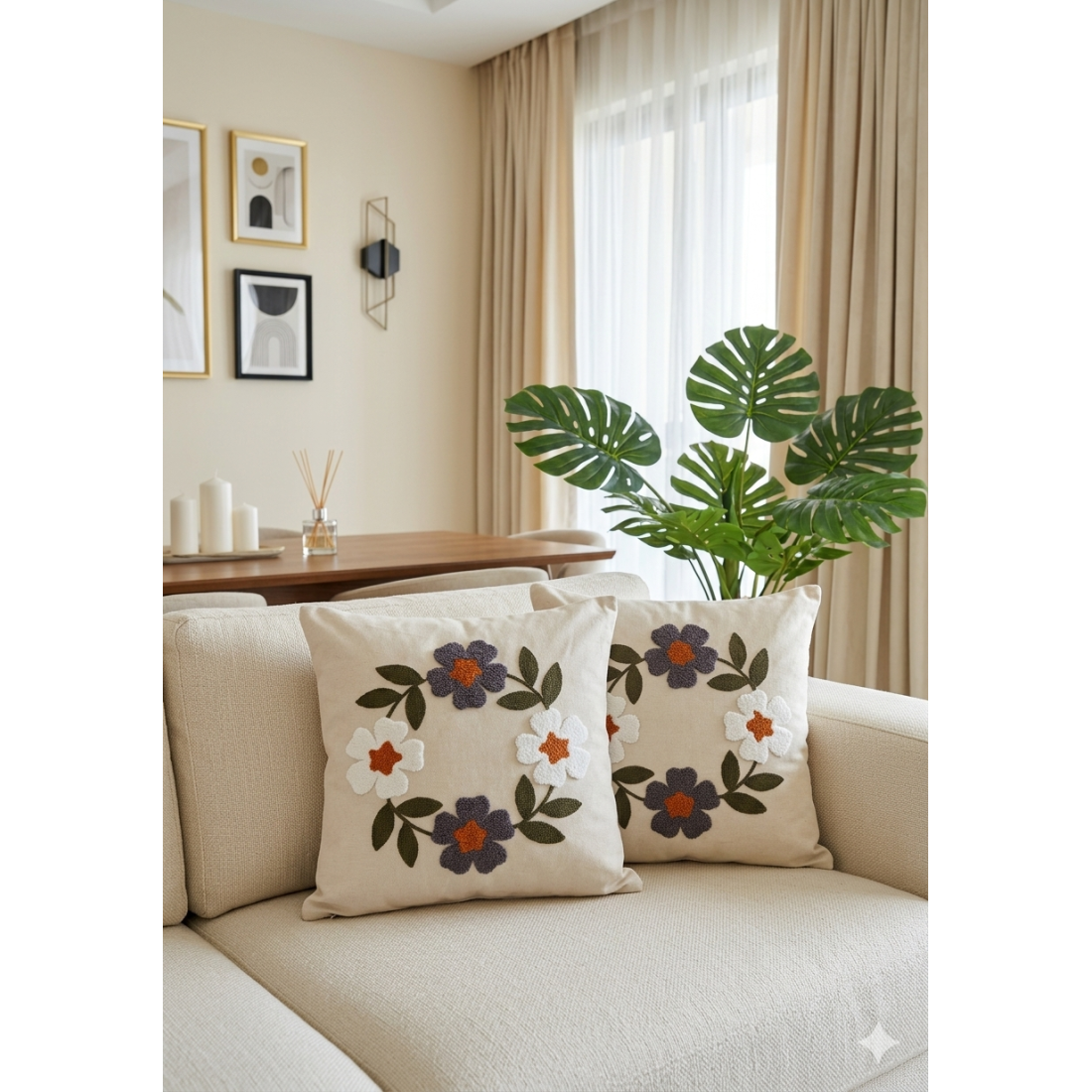 Enavm Punch Bohem Renkli Halka Yastık / Kırlent Kılıfı 43*43 cm - 2 adet