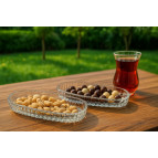 ENAVM Santa Cam Kayık Tabak Sunumluk 4 Adet 14 Cm Mini