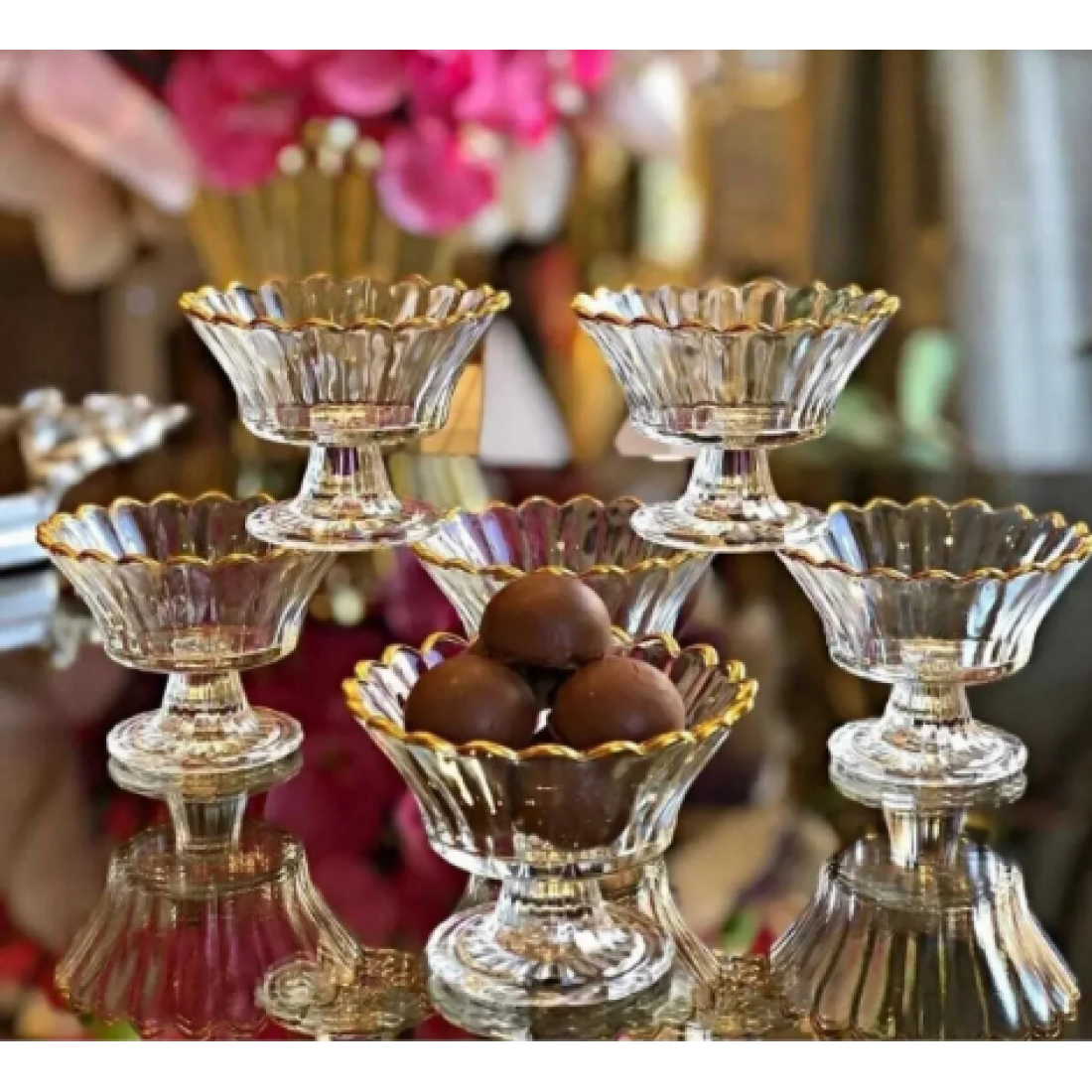 ENAVM 6 LI MANOLYA LOKUMLUK MİNİ KASE YALDIZLI 80 ML