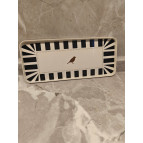 ENAVM KUŞLU MİNİ KAHVE SUNUM TEPSİSİ DİKDÖRTGEN 30 CM - SİYAH