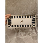 ENAVM KUŞLU MİNİ KAHVE SUNUM TEPSİSİ DİKDÖRTGEN 30 CM - SİYAH