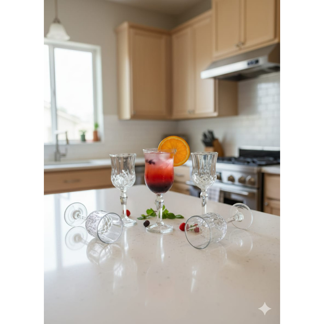 El Yapımı 6 lı Tiffany Ayaklı Kahve Yanı Su Bardağı kadeh ve meşrubat bardağı - 150 ml