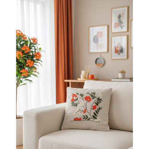 Enavm Punch Bohem Turuncu Sarmaşık Yastık / Kırlent Kılıfı 43*43 cm - 1 adet