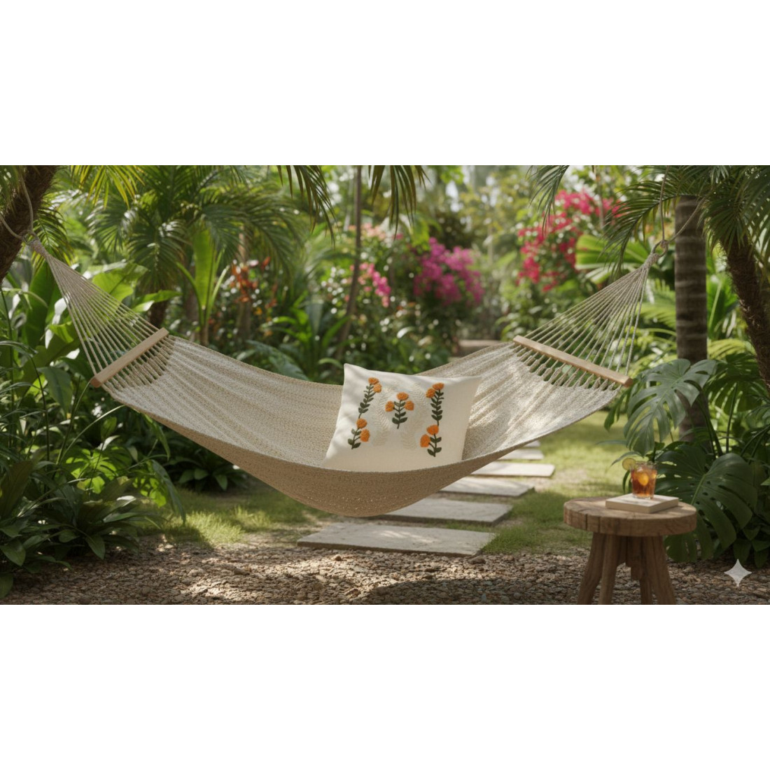 Enavm Punch Bohem Turuncu Çiçek Yastık / Kırlent Kılıfı 43*43 cm - 1 adet