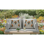 Enavm Punch Bohem Turuncu Çiçek Yastık / Kırlent Kılıfı 43*43 cm - 2 adet