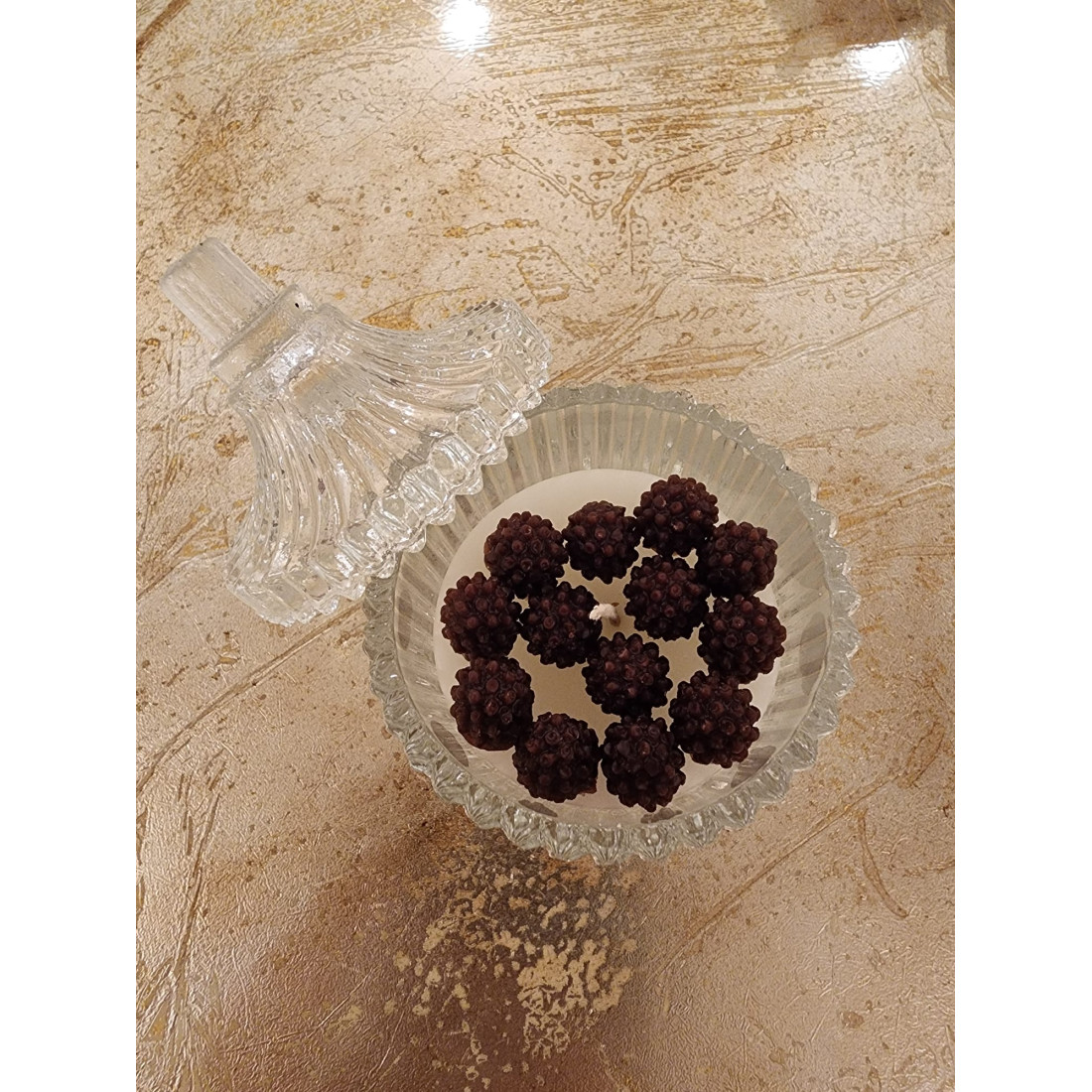 Enavm Dekoratif Cam Kutuda Böğürtlenli Mum - 1 Adet