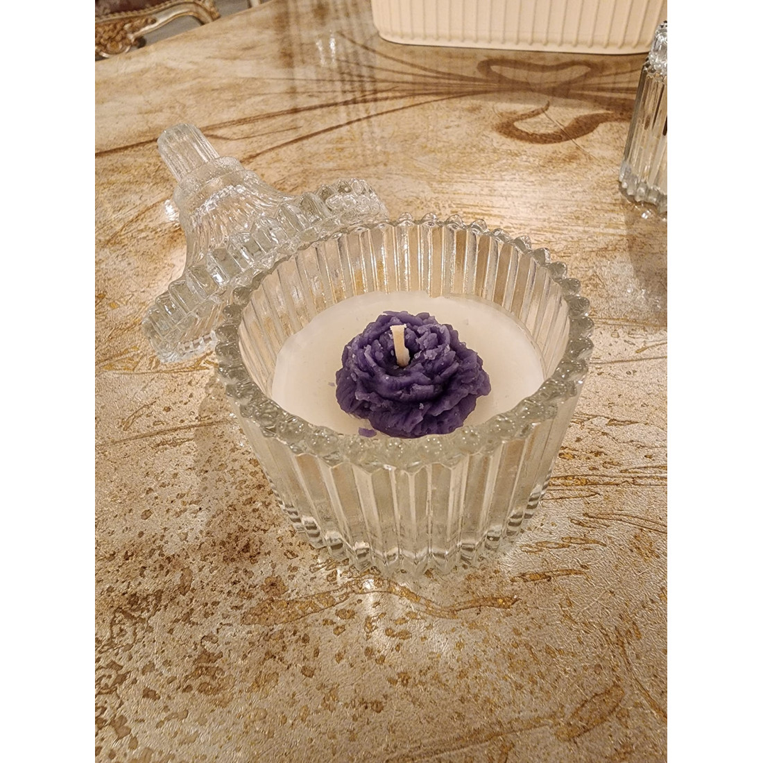 Enavm Dekoratif Cam Kutuda Şakayık Mum - 1 Adet